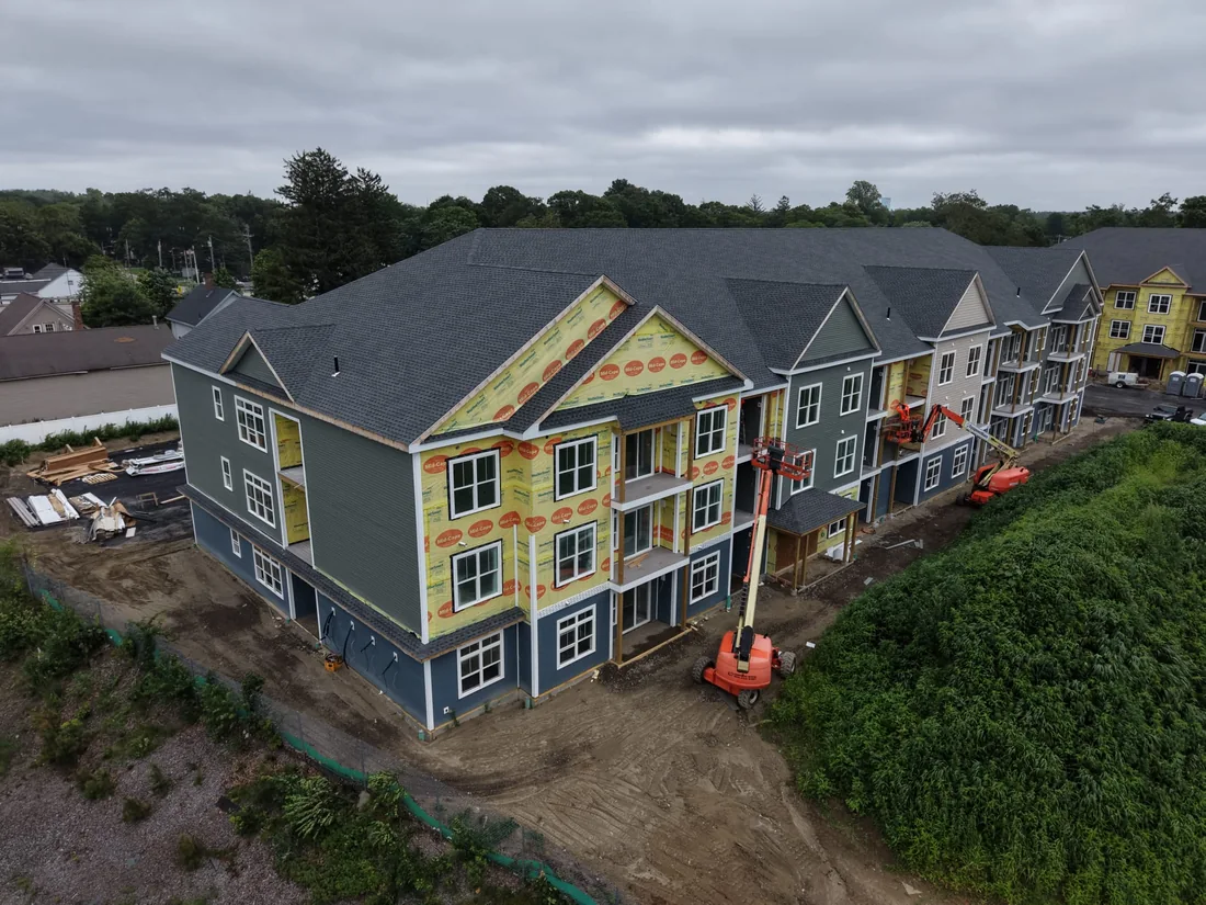 Exterior progress on a National Lumber construction project